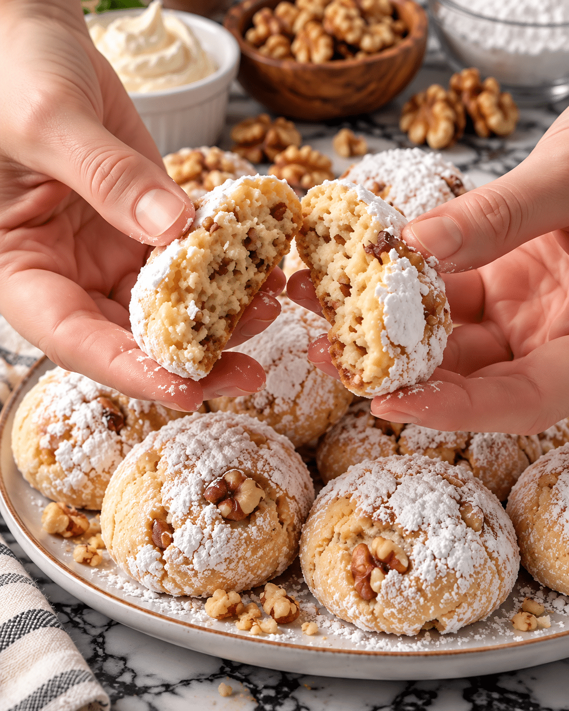 Galletas caseras de nueces y azúcar glas: tiernas, aromáticas y perfectas con el café