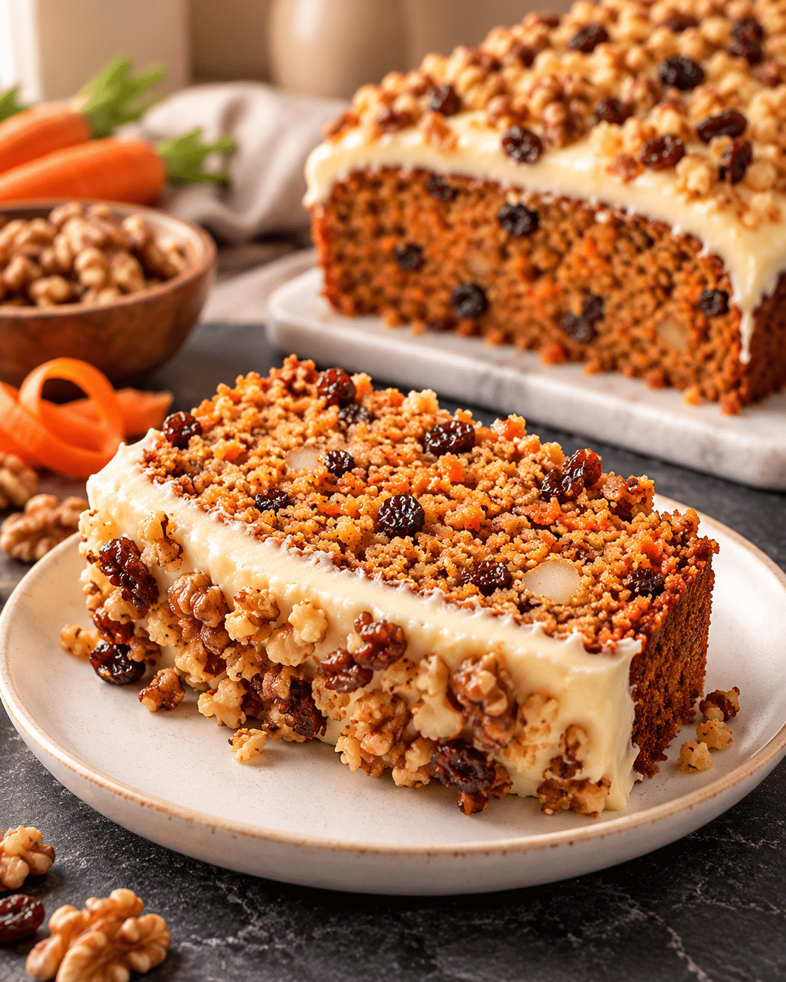 Bizcocho vegano de zanahoria y nueces: jugoso, aromático y 100 % vegetal