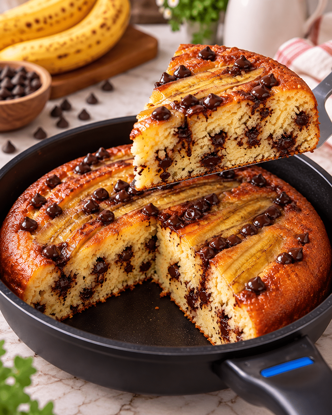 Tarta de plátano en sartén de 3 ingredientes: