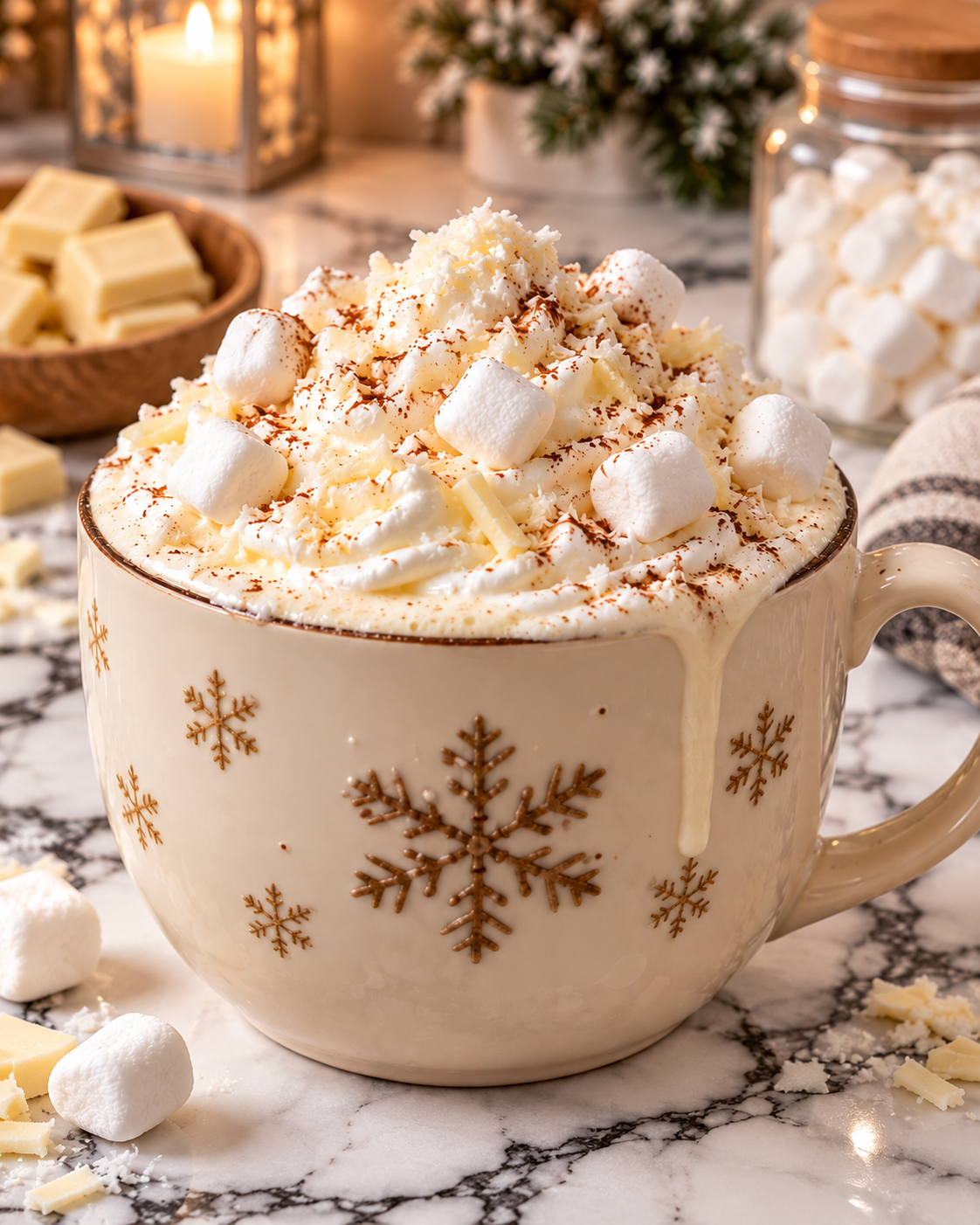 Chocolat chaud blanc façon boule de neige