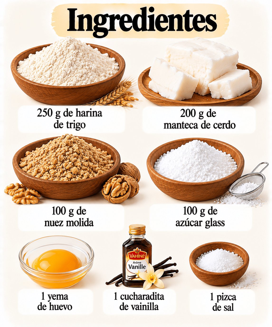 La Liste des Ingrédients : Galletas caseras de nueces y azúcar glas: tiernas, aromáticas y perfectas con el café