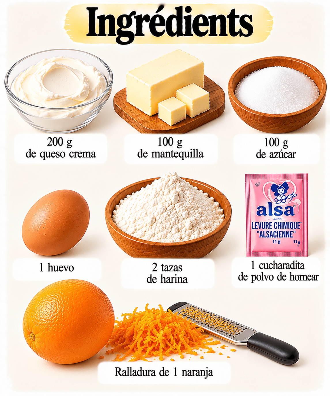 La Liste des Ingrédients : Galletas de queso crema y naranja: suaves, aromáticas y con un toque cítrico irresistible
