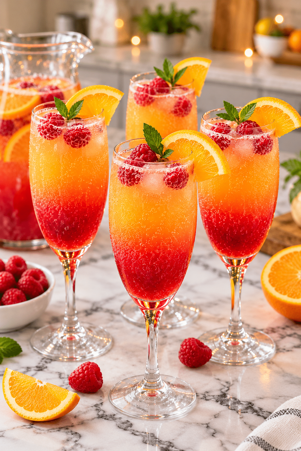 Cocktail Bellini spécial Noël sans alcool