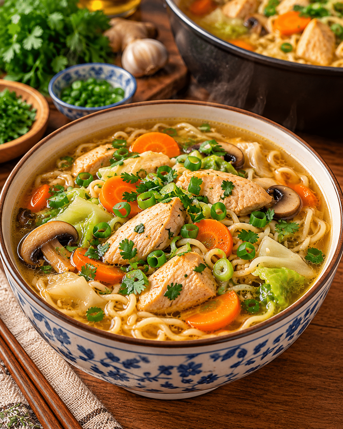 La réconfortante soupe chinoise aux nouilles et poulet : le bol qui réchauffe