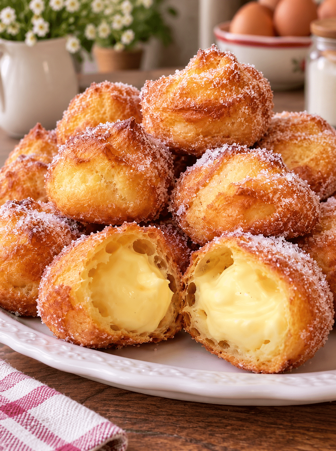 Buñuelos de viento rellenos de crema pastelera