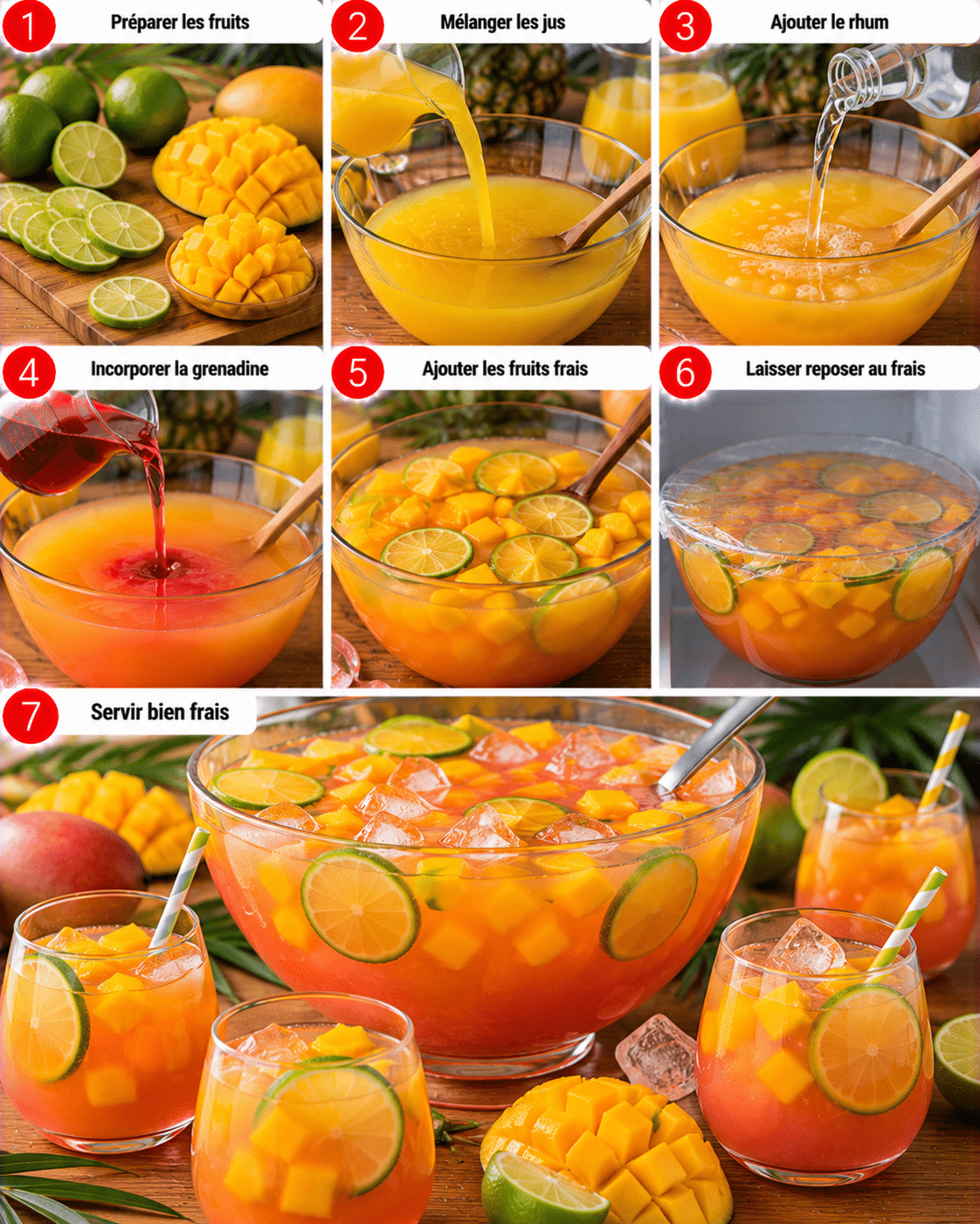 Guide de Préparation : Punch exotique à la mangue et au rhum : la boisson festive qui sent les tropiques